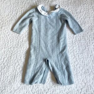 Charming Light Blue Kids Bodysuit with White Collar